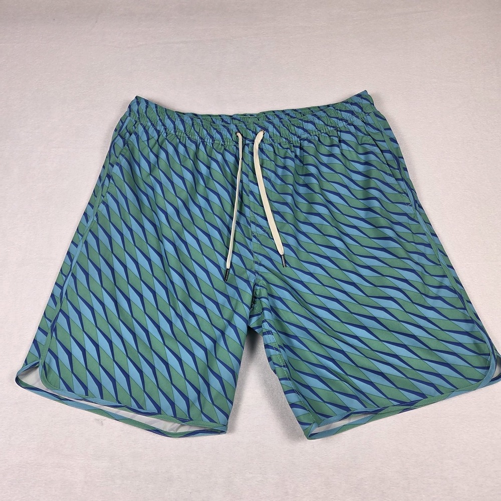 Fair Harbor Swim Trunks Mens 2XL Blue Green Lined Drawstring‎ Beach Pool